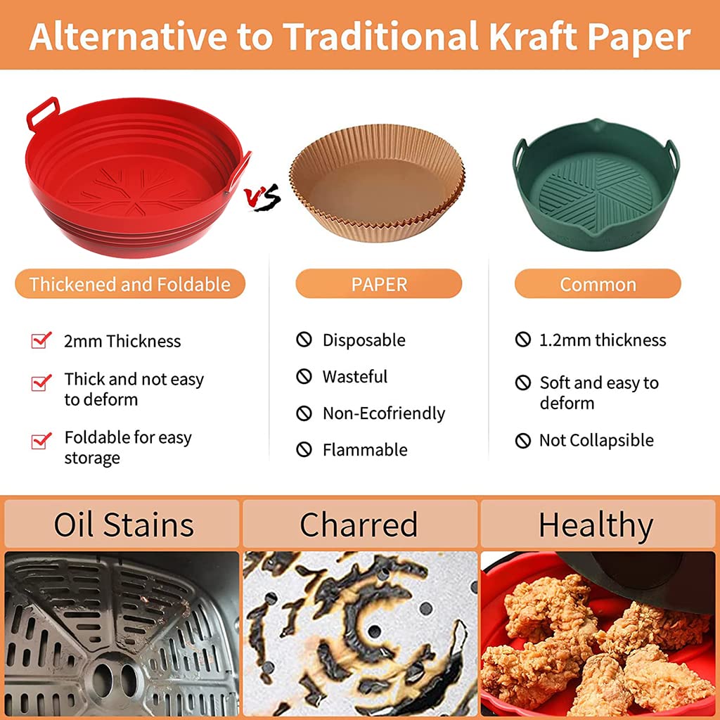 HASTHIP Air Fryer Silicone Baking Tray, 1 Pcs 8.2 Inch Foldable Air Fryer Liner for 4-7QT, Reusable Air Fryer Silicone Pot with Anti-scalding Handles, Food Safe Air Fryers Oven Accessories (Red) HASTHIP Air Fryer Silicone Baking Tray, 1 Pcs 8.2 Inch Foldable Air Fryer Liner for 4-7QT, Reusable Air Fryer Silicone Pot with Anti-scalding Handles, Food Safe Air Fryers Oven Accessories (Red)